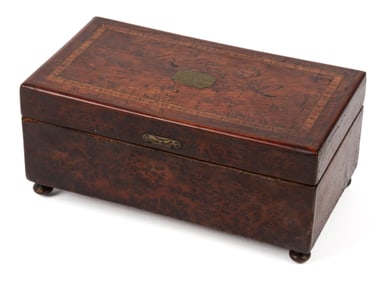 HP Depose Paris Burl Veneer Music Box, 19th Century