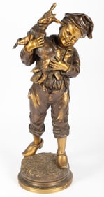 After Emile Laporte, Dutch Boy Holding a Goat, 39.5" Bronze Sculpture