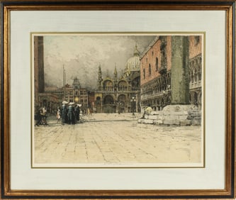 Luigi Kasimir Piazza San Marco Venice Etching