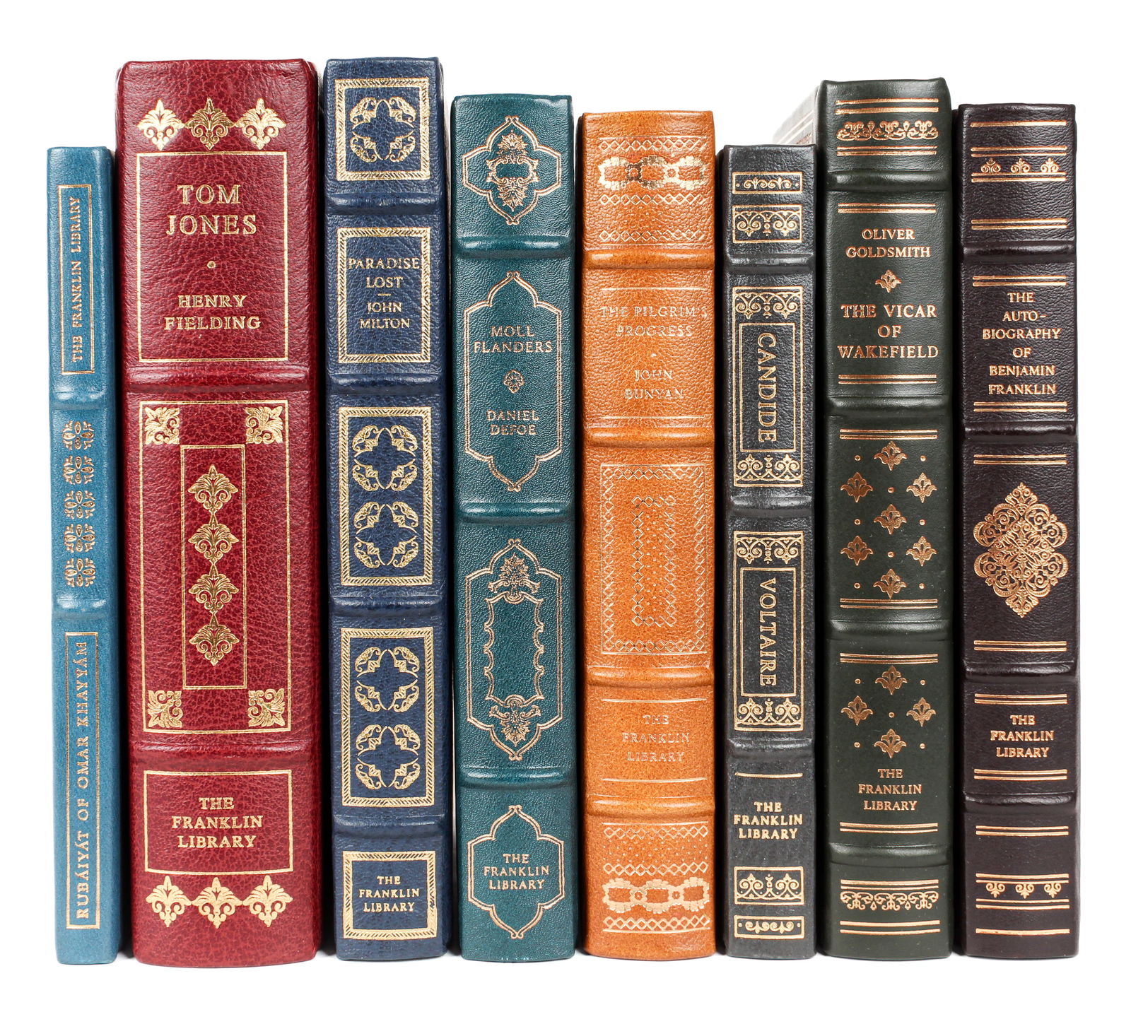 The Franklin Library, Eight Books, 17th / 18th C. Authors. Defoe, Milton, Fielding Etc. (1 of 4)