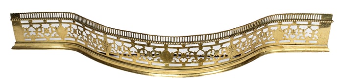 Early 19th Century Serpentine Pierced Brass Fire Fender