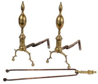 Federal Brass Double Lemon Andirons