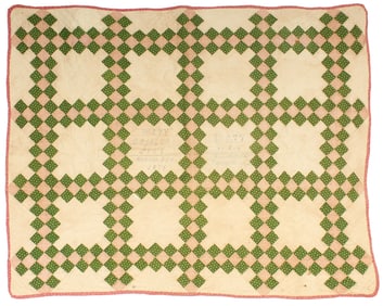 19th Century Irish Chain Quilt, Mary Angeline Seal, 1849
