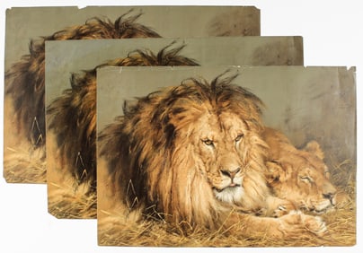 Three Original Pears Soap Chromolithographs, The British Lion (and Lioness)