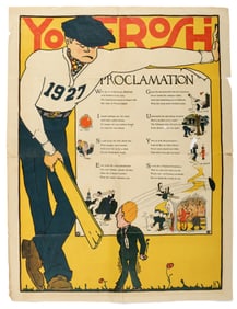 Rare Collegiate Fraternal Initiation Freshman Poster "Yo Frosh" 1927