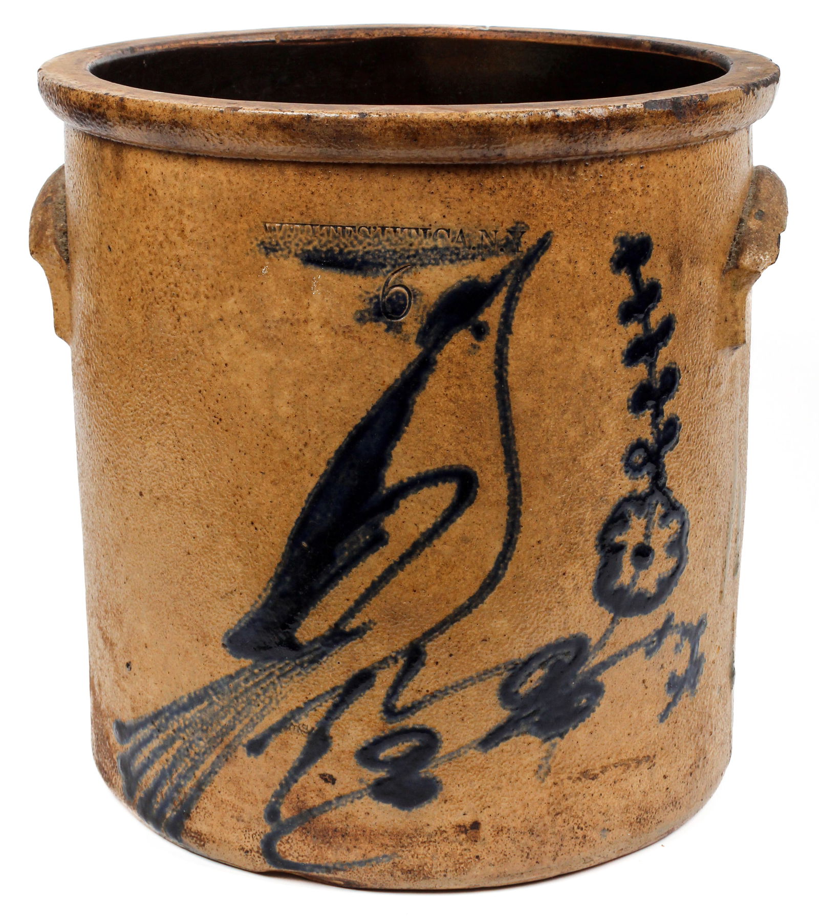 White's Utica New York Blue Decorated Stoneware Crock (1 of 6)