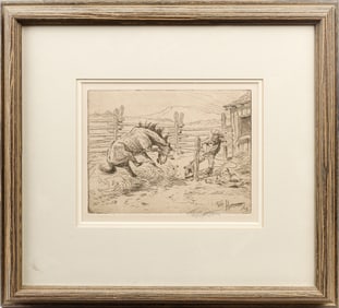 Fred Harman (American, 1902-1982) Signed Etching, Western Scene