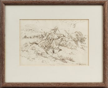 Fred Harman (American, 1902-1982) Stop the Leader, Original Sketch