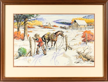Fred Harman (American, 1902-1982) The Last Man Closes, Watercolor & Ink Drawing