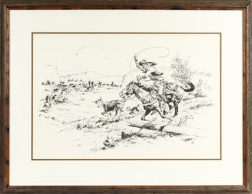Fred Harman (American, 1902-1982) Untitled, Large Western Ink Drawing