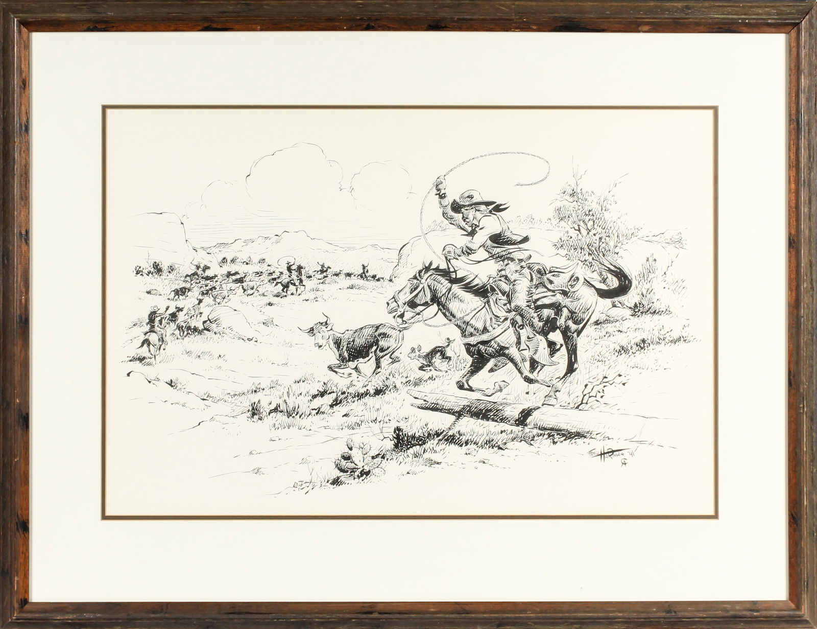 Fred Harman (American, 1902-1982) Untitled, Large Western Ink Drawing (1 of 6)