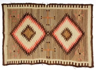 1920s Navajo Wool Rug / Blanket, 4.8' x 3.4'