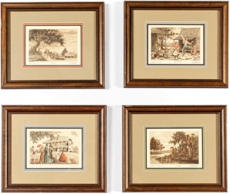 David Hunter (American, Contemporary) Four Black Americana Etchings
