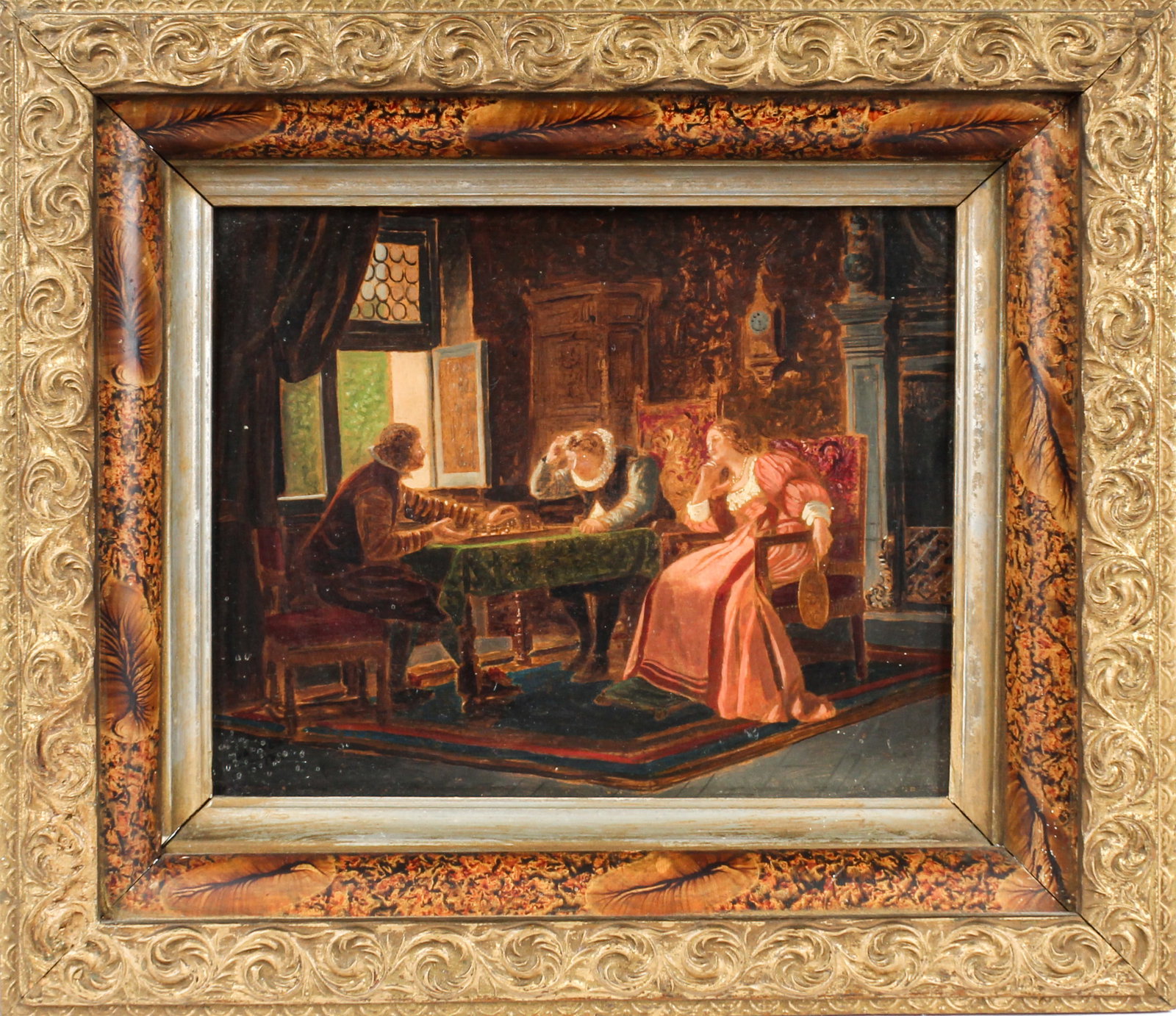 19th Century Continental School, Chess Players, Interior Scene Painting (1 of 6)