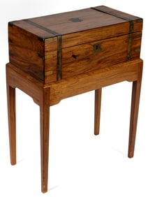 Antique English Campaign Desk On Stand