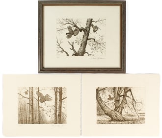 David Hagerbaumer (American, 1921-2014) Three Signed Game Bird Etchings