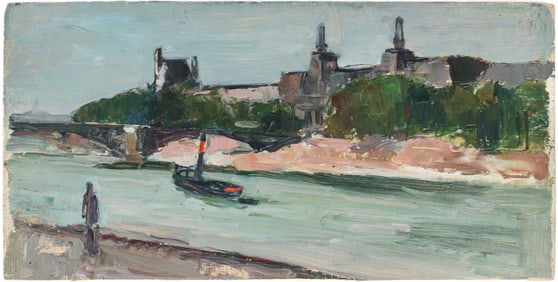 Paul Wescott (American, 1904-1970) The Louvre, Oil on Panel Painting