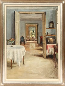 Russian Interior Scene Painting Dated 1911, Signed Porfiry Seregin