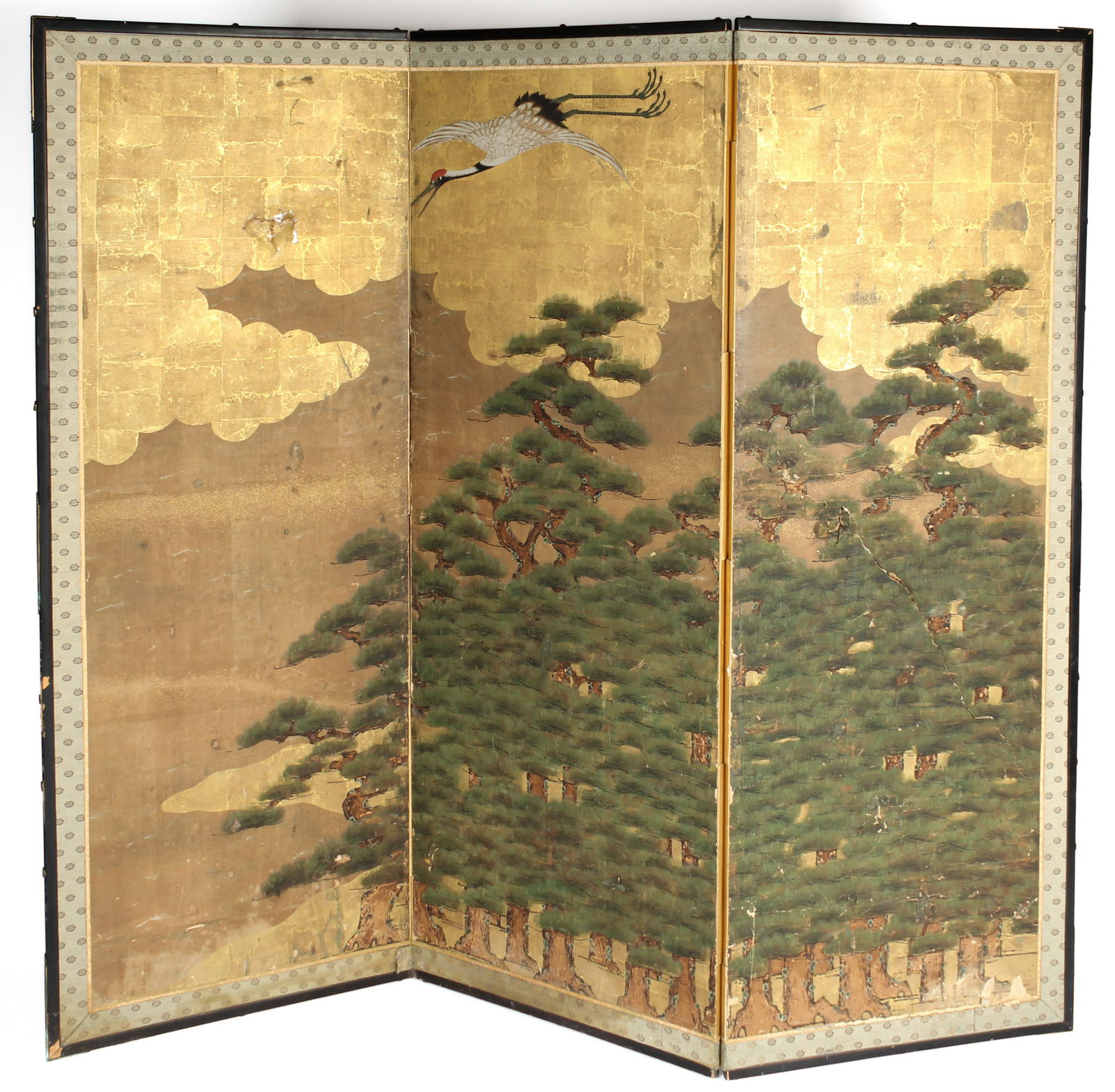 19th Century Japanese Painted Three-Panel Screen (1 of 9)