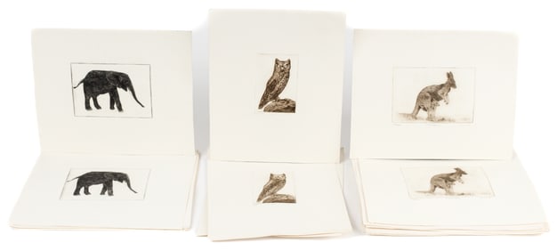 Rodger LaPelle (American, 1936-2020) 27 Etchings, Kangaroo, Elephant, Owl