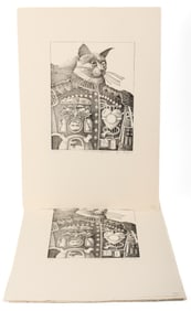 Dennis Corrigan (American, B. 1944) Fifteen Lithographs, Cat With a Heart On