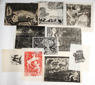 Nicolas Mordvinoff, Nine Trial Proof Woodcuts from The Boy and the Forest Children's Book, Mid