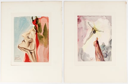 Salvador Dali (Spanish, 1904-1989) The Divine Comedy, Two Woodcuts, Christ's Apparition, New Doubt,