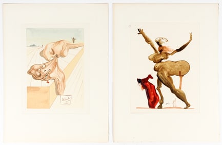 Salvador Dali (Spanish, 1904-1989) The Divine Comedy, Two Woodcuts, The Men Who Devour Each Other,