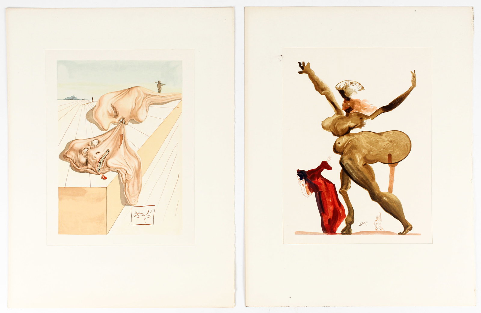 Salvador Dali (Spanish, 1904-1989) The Divine Comedy, Two Woodcuts, The Men Who Devour Each Other, (1 of 3)