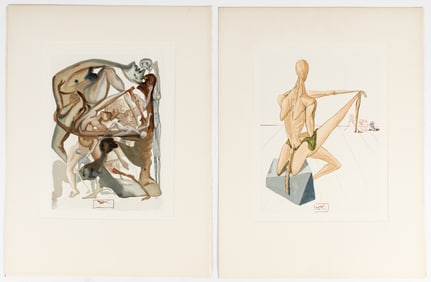 Salvador Dali (Spanish, 1904-1989) The Divine Comedy, Two Woodcuts, Minos, On the Edge of the