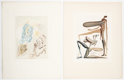 Salvador Dali (Spanish, 1904-1989) The Divine Comedy, Two Woodcuts, The Lavishness, Dante Recovers