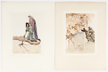 Salvador Dali (Spanish, 1904-1989) The Divine Comedy, Two Woodcuts, The Lustful, The Traitor of