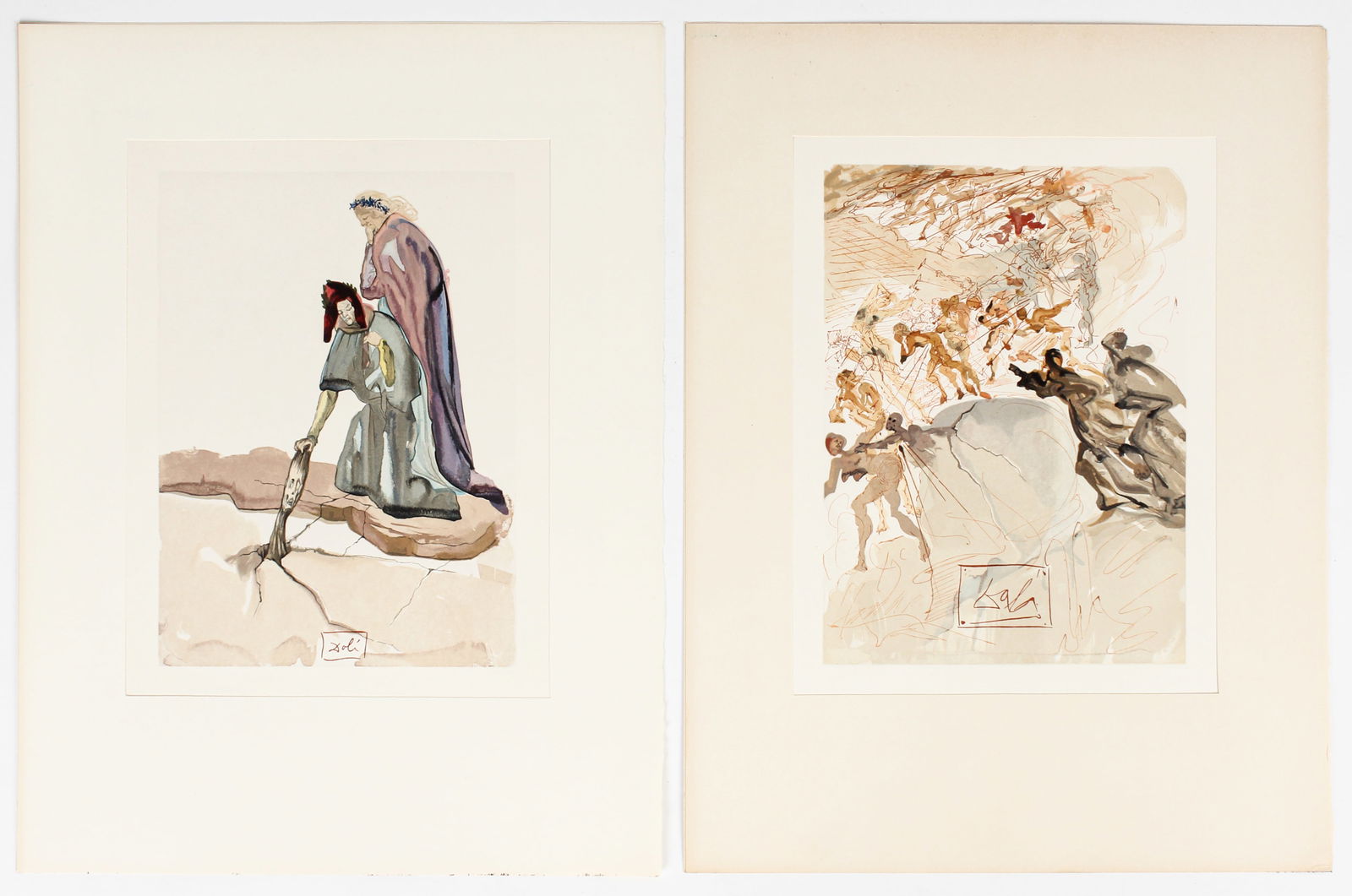 Salvador Dali (Spanish, 1904-1989) The Divine Comedy, Two Woodcuts, The Lustful, The Traitor of (1 of 4)