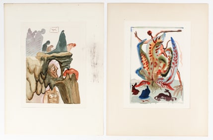 Salvador Dali (Spanish, 1904-1989) The Divine Comedy, Two Woodcuts, Gluttony, The Liars, 1960