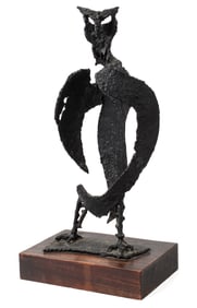 John Balossi (American / Puerto Rico, 1931-2007) Owl, Brutalist Welded Iron Sculpture
