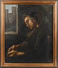 Genaro Gulluni (Italian, B. 1934) Sleeping Woman, Oil on Canvas Painting
