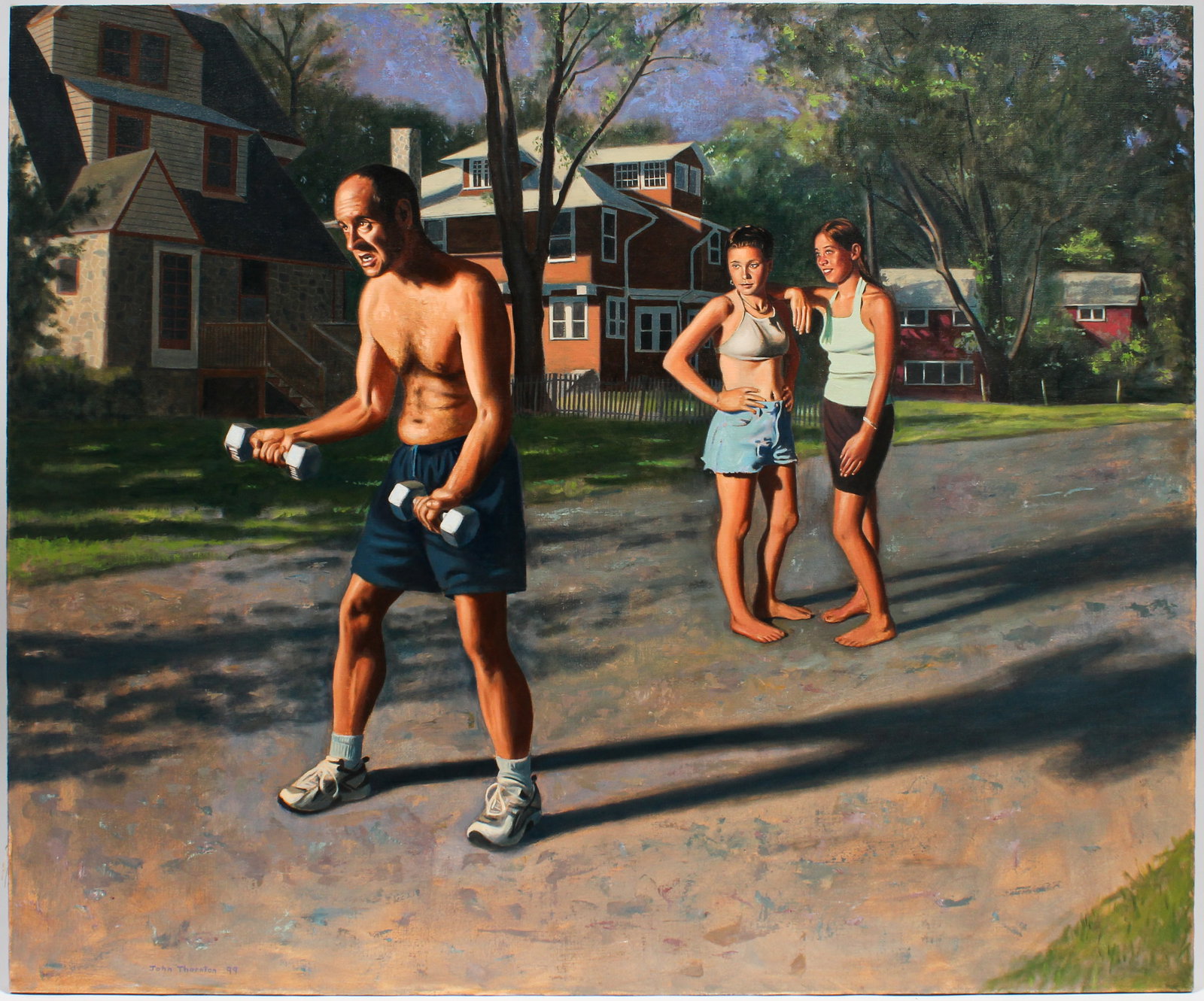 John Thornton (American, B. 1952) Dumb Bells, Oil on Canvas Painting (1 of 6)