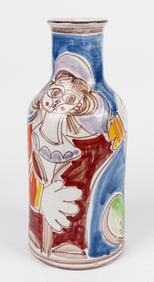 Large Giovanni Desimone Italian Pottery Vase, Mid Century / 1960s Picasso Style