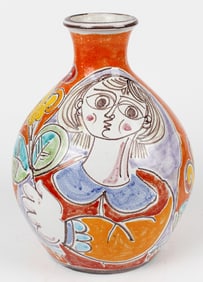 Large Giovanni Desimone Italian Pottery Vase, Mid Century / 1960s Picasso Style