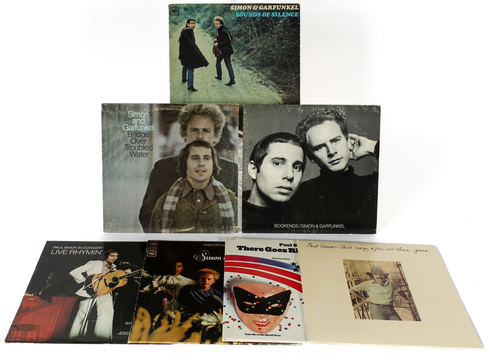 Paul Simon and Art Garfunkel, Seven Vintage Vinyl LP Albums, Sounds of Silence Mono 1st (1 of 2)