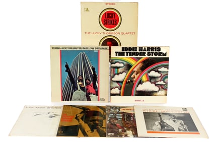Seven Vintage Vinyl Jazz LP Albums, Funk, Soul Etc. Lucky Strikes, Bobo, Carter, Hawkins