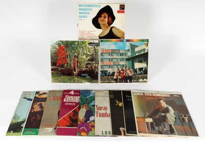 12 Vintage Vinyl Latin Jazz Dance LP Albums, Manny Lopez 1961, Marcos Gilkes, Tito Rodriguez, La