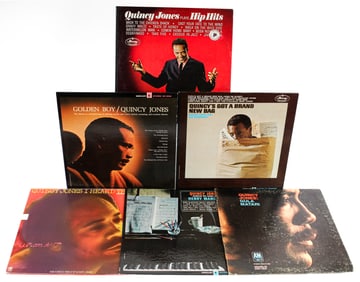 Six Quincy Jones Vintage Vinyl Jazz LP Albums, Hip Hits, Golden Boy Etc.