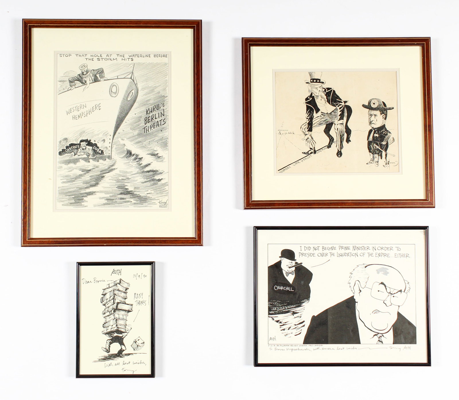 Original Newspaper Political Cartoon Drawings, Illustrations, Incl. Tony Auth, Jack Knox (1 of 7)