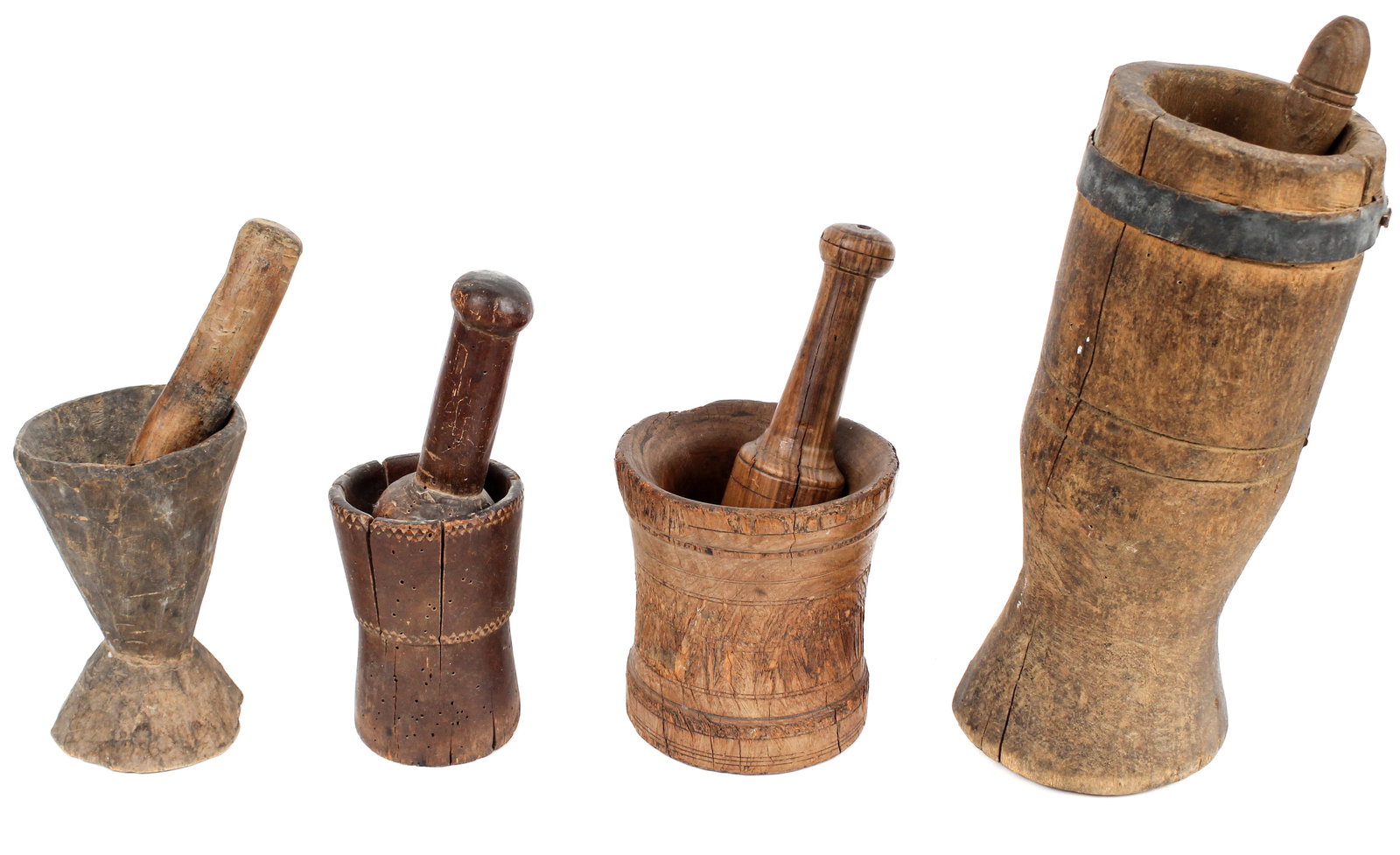 Primitive Wood Mortar & Pestles, 19th Century (1 of 4)