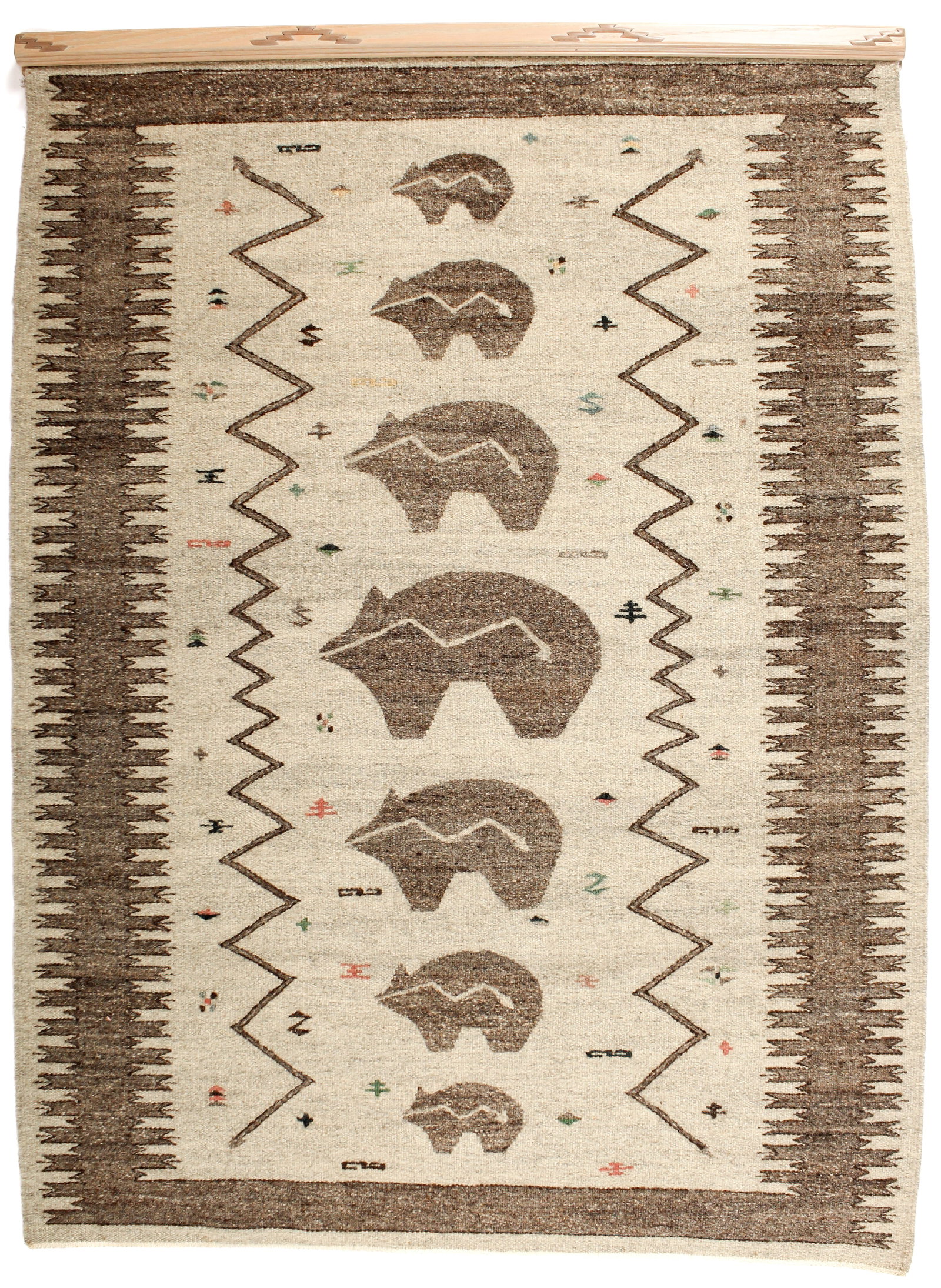 Native American Style Wool Tapestry Wall Hanging, Bear Family (1 of 5)