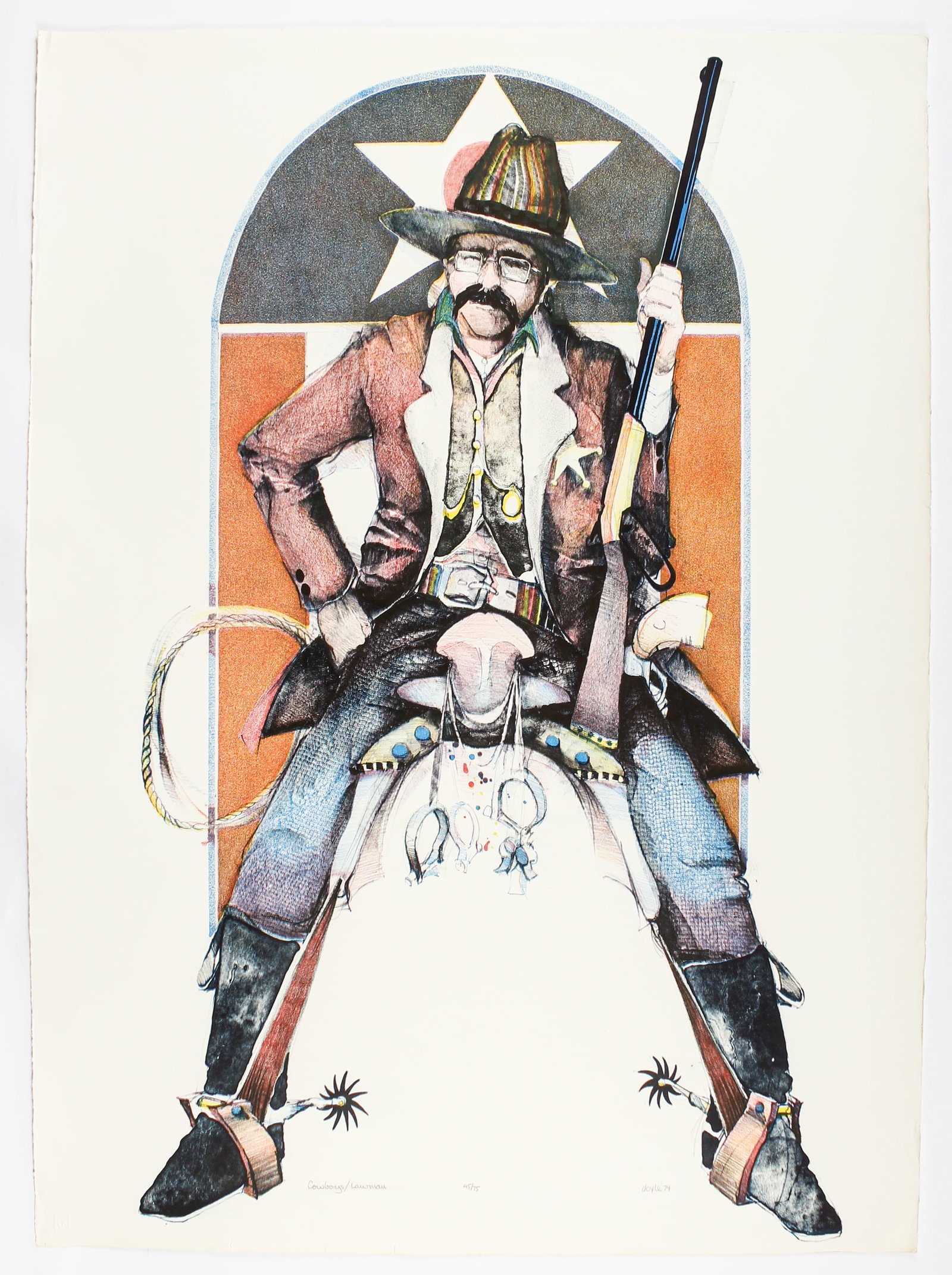 John L Doyle (American, 1936 - 2010) Lithograph, Cowboys, Lawman #45/75 (1 of 3)