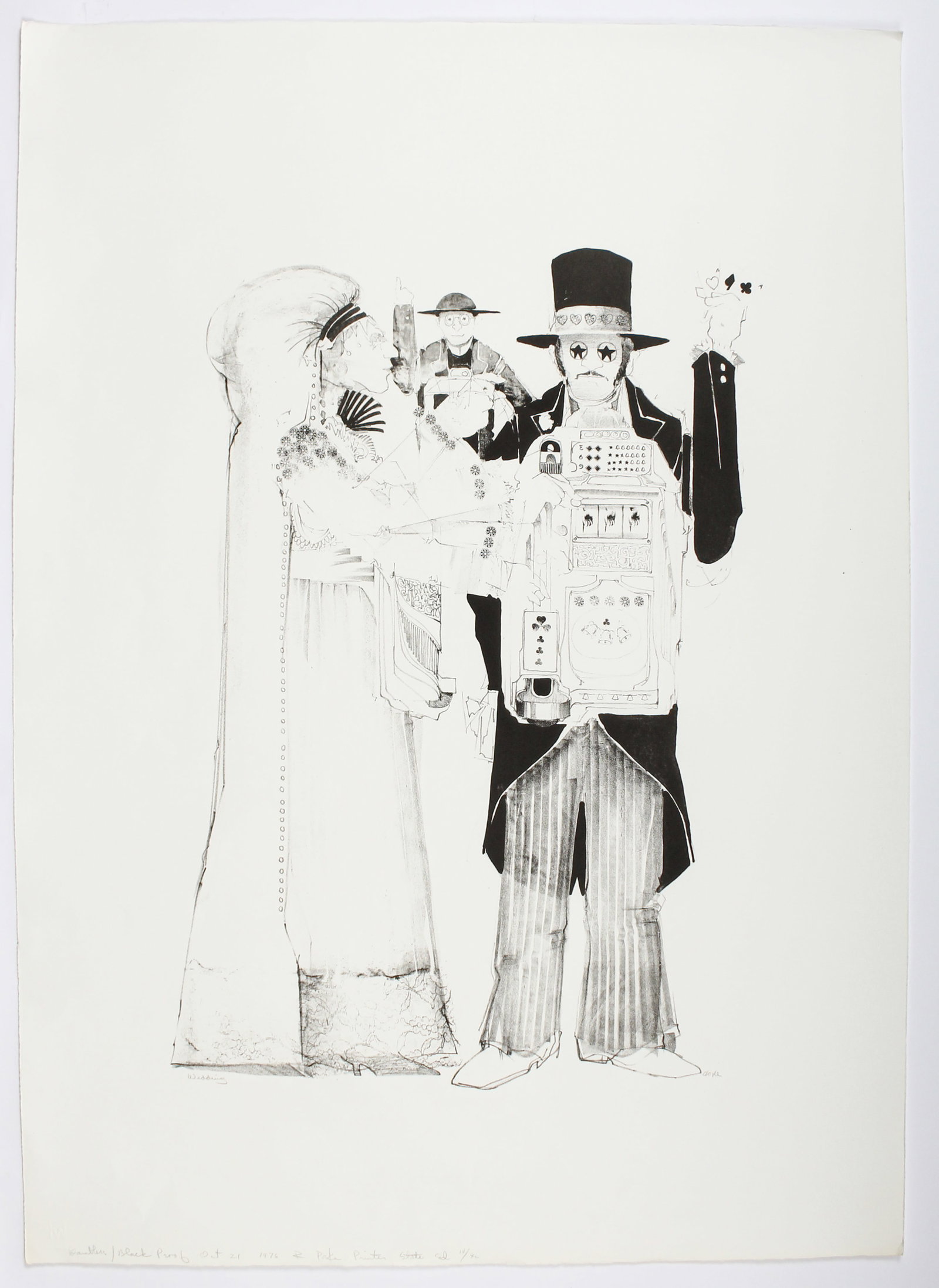 John L Doyle (American, (1936 - 2010) Lithograph, Gamblers, Wedding, Black Proof #4/40 (1 of 3)