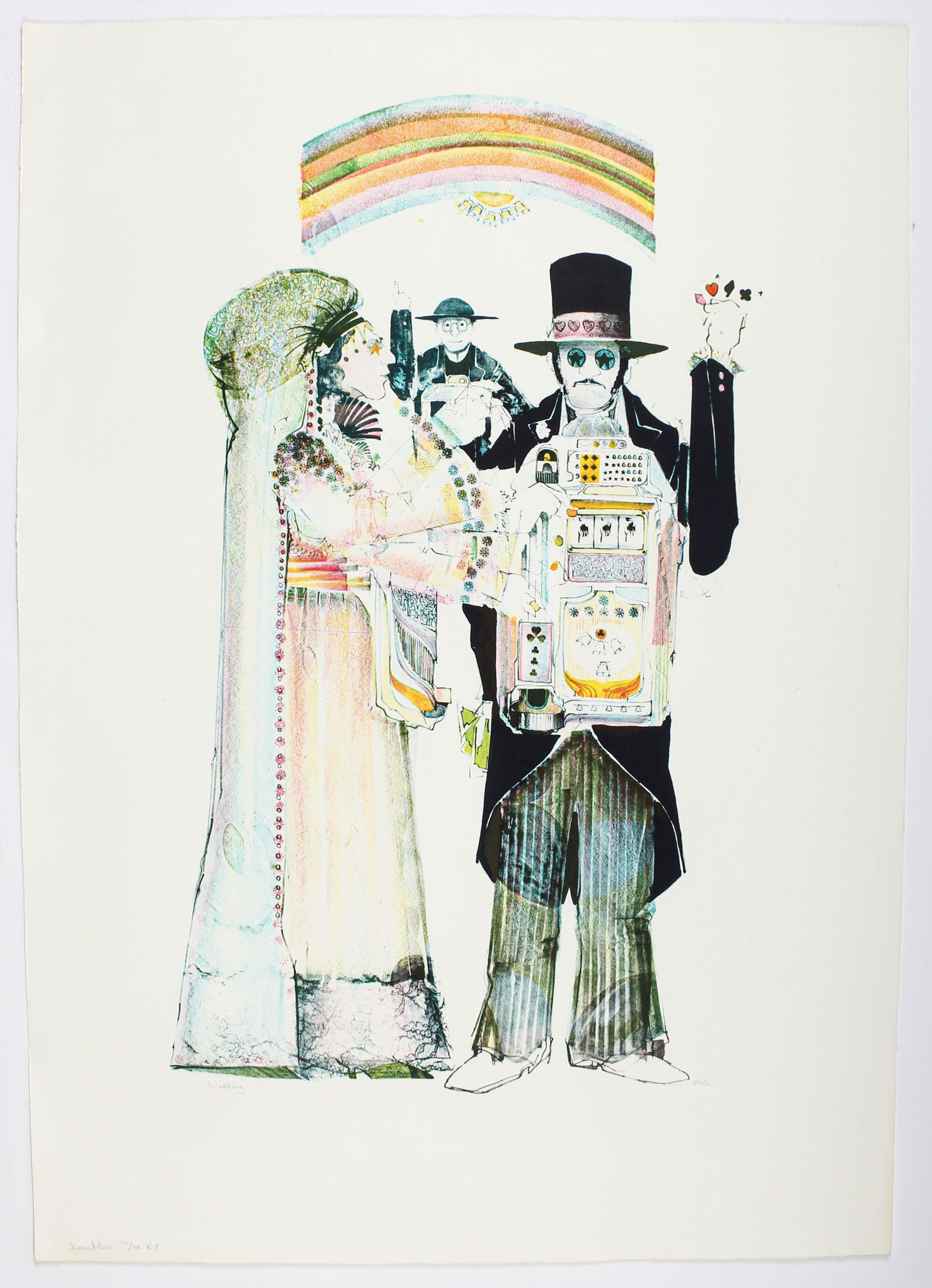 John L Doyle (American, (1936 - 2010) Lithograph, Gamblers, Wedding, #30/100 (1 of 3)
