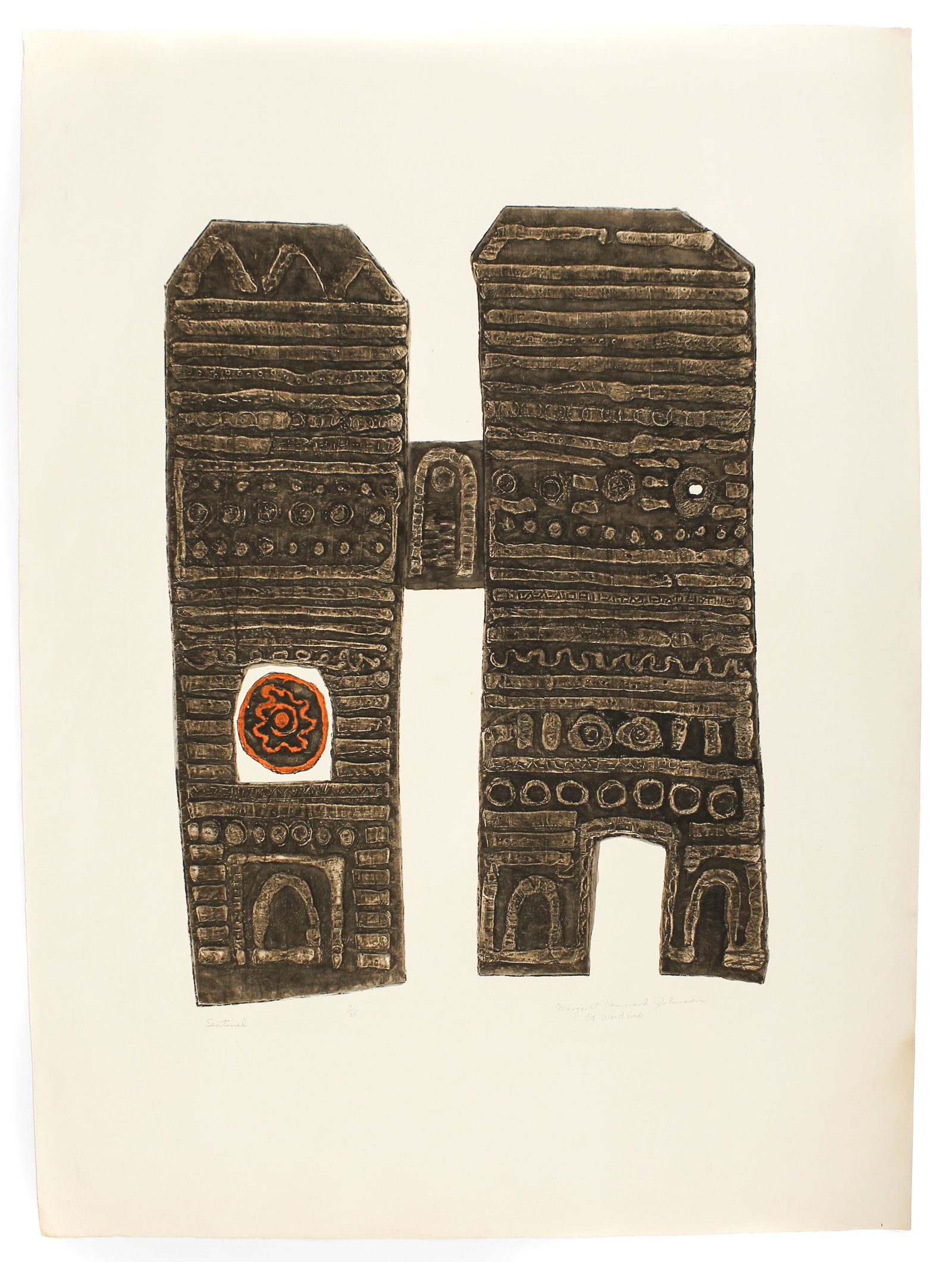 Margaret Kennard Johnson (American, 1918-2015) Sentinel, Embossed Lithograph (1 of 4)